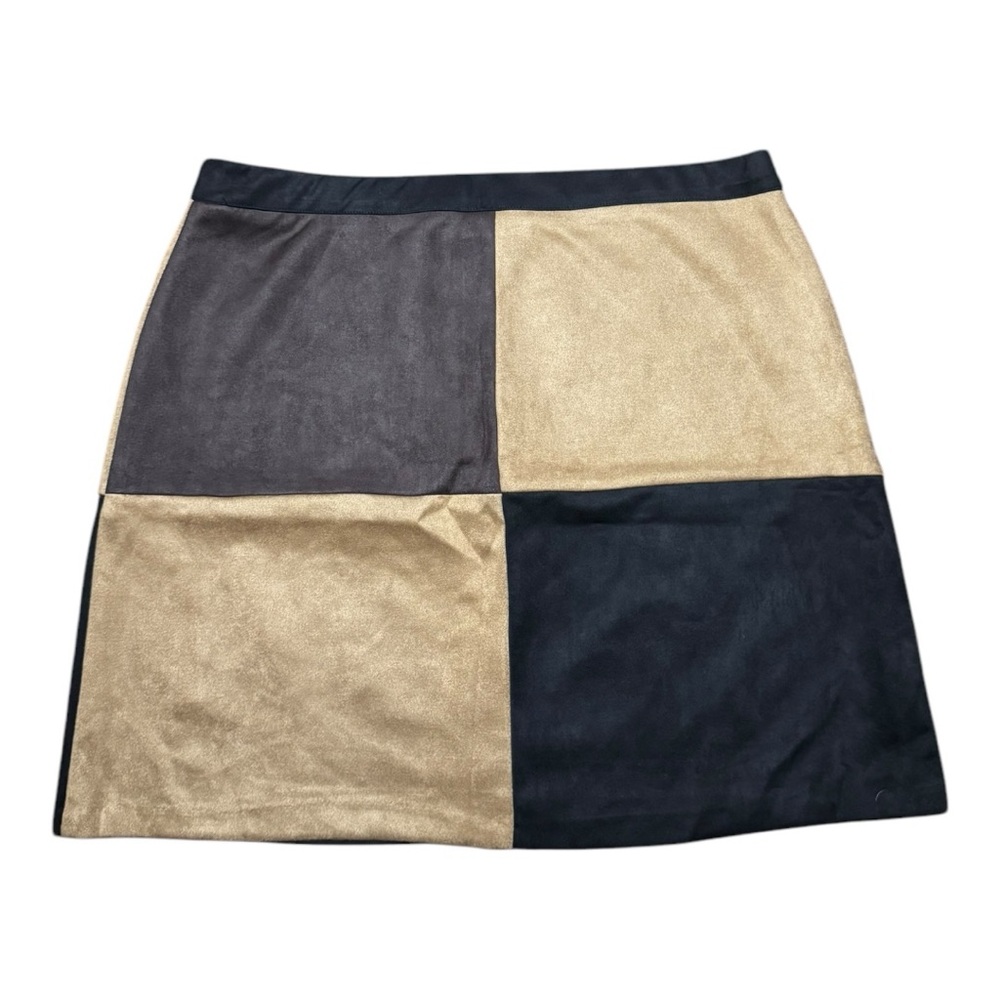 Sabrina Lauren Color Block Retro Brown Fall Skirt - Picture 4 of 5